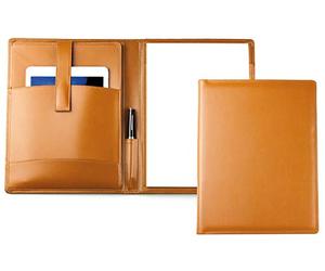 DELMON VARONE - Personalisierbare Tablet Schreibmappe DIN A4 aus Premium Boxcalf Leder braun, Organizer Konferenzmappe mit Notizblock, Stifthalterung und Magnetlasche, Business Besprechungsmappe