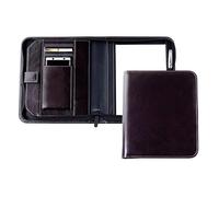 DELMON VARONE - Personalisierbare Tablet und Smartphone Schreibmappe DIN A5 aus Premium Vintage Anilin Leder braun, Echtleder Konferenzmappe mit Notizblock, Stiftschlaufe, Steckfächer & Reißverschluss