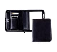 DELMON VARONE - Personalisierbare Tablet und Smartphone Schreibmappe DIN A5 aus Premium Vintage Anilin Leder schwarz, Besprechungsmappe mit Notizblock, Stiftschlaufe, Steckfächer & Reißverschluss