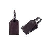 DELMON VARONE - Personalisierbarer Kofferanhänger Premium Leder Anilin braun, Gepäckanhänger für Koffer & Rucksack mit verstecktem Adressschild, Echtleder Koffernamensschild mit Lederband & Schnalle