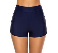 Deloito Badeshorts Damen Schwarz Bikinihose Hoher Taille Badehose Sommer Strand Shorts Beach Hotpants Kurze Schwimmhose Lässige Boardshorts Sporthose Leicht Schwimmshorts für Frauen Mädchen, Blau, S