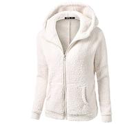 Deloito Damen Kapuzenjacke Warm Fleece Sweatjacke mit Reißverschluss Herbst Winter Teddy Hoodie Jacke Casual Einfachheit Übergangsjacke Leicht Wintermantel Einfarbig Fleecejacke mit Tasche