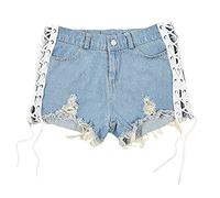 Deloito Damen Sexy Bandage Taste Niedrige Taille Shorts Cowgirl Denim Kurze Hose Abgeschnitten Mini Jeans Hot Pants (Blau-05, Small)