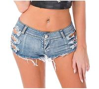 Deloito Damen Shorts Sexy Bandage Taste Hot Pants Niedrige Taille Cowgirl Denim Kurze Hose Abgeschnitten Mini Jeans (Hellblau-06, Medium)