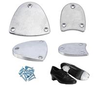 DELORIGIN 1 Paar Aluminium Legierung Schuh Absatz Platten Metall Sohle Schutz Pads 2.6"x3" Sohle Wächter Klopfen Reparatur Kit mit Schrauben für Leder Schuh Stepptanz Schuhe Stiefel Absatz Ersatz