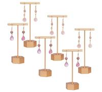 DELORIGIN 6 Schmuckständer Mit Metallsockel T Ohrring Displayhalter Ohrring Display T Stange Mit 2 Höhen Für Schmuck Onlineshops Fotografie (Gold Sechseck Sockel)