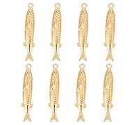 DELORIGIN 8 Stück Fisch Charms Gold Und Platin Meerestier Fischförmiger Anhänger 28.5x5.5x4mm Ozean Anhänger Für Armband Halskette Ohrringe Schmuckherstellung (Echt 18 Karat Vergoldet)