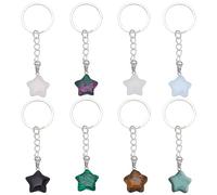 DELORIGIN 8 Stück Schlüsselanhänger Mit Stern - 8 Stile Aus Naturstein Kristall Edelstein Schlüsselanhänger Kette Für Mädchen Männer Geburtstagsgeschenk Autoschlüssel Tasche Freundin