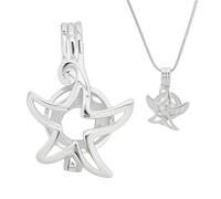 DELORIGIN 925 Sterling Silber Seestern Perlenkäfig Medaillon Perlenkäfig Anhänger Halskette Verstellbar Kristall Halter Halskette Hohl Charm Für Halsketten Armband