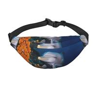 Delphin On Coral Bauchtasche für Herren und Damen, modische Hüfttasche, überall Crossbody-Tasche, Geldbörse, Hüfttasche mit verstellbarem Riemen, wasserdichte Brusttasche für Reisen, Wandern, Sport,