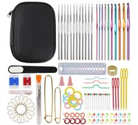 Delsen 127-Teiliges Häkelnadel Set, Aluminium Bunte Ergonomische Häkelnadeln, Stumpfe Nadeln, Stichmarke, Zubehör für Anfänger Und Erfahrene Häkelliebhaber