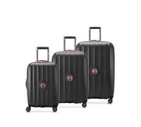 DELSEY Paris St. Tropez Hartschalenkoffer mit Erweiterungsfunktion und Rollen mit 360°-Drehung, Schwarz, 3-Piece Set (21/24/28)
