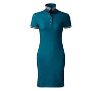 DELUNO Poloshirt Damen Kurzarm Kleid - Arbeits - Business - Geschenkidee - Polokleid für Damen Sport - Blau Pique - Petrolblaues Poloshirt Damen Baumwolle XL (271-XL-Petrolblau-93)