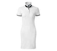 DELUNO Poloshirt Damen Kurzarm Kleid - Arbeits - Business - Geschenkidee - Polokleid für Damen Sport - Weiß Pique - Kragen und 4 Knöpfe Poloshirt Damen Baumwolle M (271-M-Weiß)