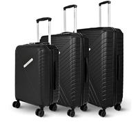 deluxe4home® 3 TLG. Hartschalenkofferset Reisekoffer Koffer & Trolley Schwarz I Kofferset ABS-Hartschale mit 4 Rollen I Reisetaschen Gepäck Rollkoffer Handgepäck Groß