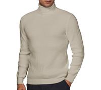 DEMEANOR Rollkragenpullover Herren Waffle Sweater Langarm Warm Winter Baumwolle Strick