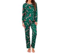 Demegimi Damen Schlafanzug Lang Pyjama V-Ausschnitt Winter Pyjamaset Lang Zweiteiliger Nachtwäsche