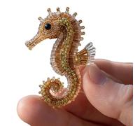 Demiawaking DIY Bead Embroidery Kit, 3D Meereslebewesen Stickset, DIY Perlenstickerei Bastelset, Mit Komplett Perlen, Faden, Nadel und Anleitung, Lustiges Perlenstickset Geschenk (Seepferdchen)