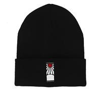 Demon Slayer Tanjiro Ohrring Bestickte Unisex Einfarbig Schwarz Bündchen Strick Winter Beanie Mütze für Männer Frauen, schwarz, Einheitsgröße