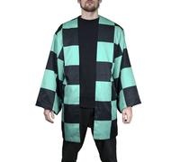 Demon Slayer Tanjiro's Haori Morgenmantel schwarz türkis in Standard