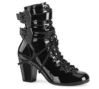 Demonia Damen Steampunk Schnürstiefel Vivika-128 Lack schwarz Gr.39