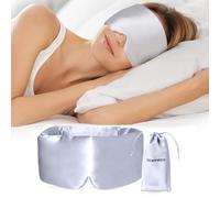 DEMPROS Maulbeerseide Schlafmaske, Luxus-Augenmaske zum Schlafen für Damen und Herren, mit verstellbarem Band, Augenschlafabdeckung mit weichem, drucklosem Verdunkelungsdesign in großer Größe für