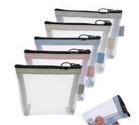 Demsyeq Netztasche - 5 x große Kapazität, tragbarer Organizer, Kosmetiktasche, Schmuckkoffer, Kulturbeutel, Reisetasche für Urlaub, Outdoor, Mädchen