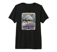 Denali National Park Alaska Vintage Reiseposter Stil Premium T-Shirt