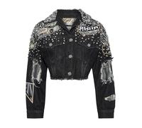 Denim Cropped Jacket Ls Stones Cars Racing M