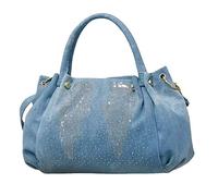 Denim Hobo Bag Jeans Damen Tasche mit Diamantflügel Große Kapazität Casual Schultertasche Tote Bag, Hell, blau, 40*14*26cm