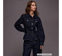 Denim Jacke mit geraffter Taille, geschwungenem Saum und Kontrastnaht, nur Oberteil, für Winterabende, Ausgehen, Streetwear, süß, Rückkehr zur Schule,