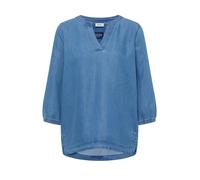 Klassische Bluse CECIL, Damen, Gr. XL (44), mid blau wash, Web, Obermaterial: 76% Lyocell, 24% Baumwolle, unifarben, regular fit normal, Rundhals, elastischer Bund, Blusen Bluse, mit elastischem Bündc