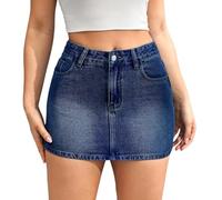 Denim Minirock Damen Sommer - Denim Skirt Y2k Vintage High Waist Jeansrock Kurz Asymmetrisch mit Reißverschluss Skort Partykleidung Frauen Röcke
