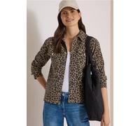 Kurzjacke CECIL, Damen, Gr. XL (44), creamy mocha, Web, 81% Baumwolle, 17% Polyester, 2% Elasthan, comfort fit normal, V-Ausschnitt, Bündchen, Jacken Kurzjacke, mit Leomuster (70304506-XL) creamy moch