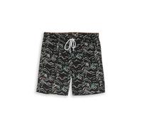 Denim Tom Tailor - Badeshorts mit Muster black green tropical print - Gr. - L