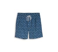 Badeshorts TOM TAILOR DENIM, Herren, Gr. S, N-Gr, blau (blau weiß mini palm print), Web, Polyester, bedruckt, gemustert, Badehosen Badeshorts, Schwimmshorts mit Allover-Print (86157650-S) blau weiß mi