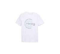 TOM TAILOR Denim Herren 1043491 Basic T-Shirt mit Logo-Print, 10991-Knit White, L