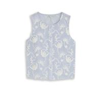 Denim Tom Tailor - Blusentop mit Knopfleiste und Stickerei mid blue white application - Gr. - XL