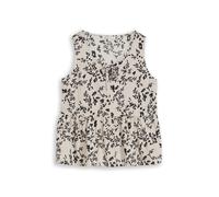 Denim Tom Tailor - Blusentop mit Leinenanteil beige black flower print - Gr. - M