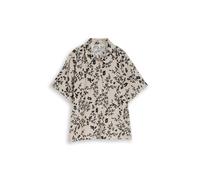 Denim Tom Tailor - Boxy Fit Bluse mit Leinenanteil beige black flower print - Gr. - XS