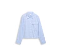 Tom Tailor Denim Damen Langarmbluse Boxy Fit Hemdbluse Baumwolle gestreift Blau-Weiß Gr. S