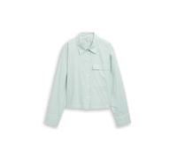 Denim Tom Tailor - Boxy Fit Hemdbluse aus Baumwolle soft green white stripe - Gr. - XS