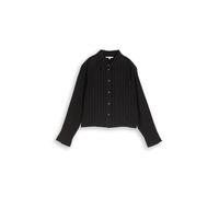 Denim Tom Tailor - Boxy Fit Hemdbluse mit Schleifen-Detail black beige vertical stripe - Gr. - XL