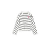 Denim Tom Tailor - Boxy Fit Langarmshirt mit Herz-Stickerei off white navy stripe - Gr. - M