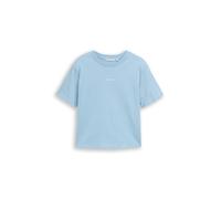Denim Tom Tailor - Boxy Fit T-Shirt mit Stickerei calm cloud blue - Gr. - S