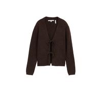 Denim Tom Tailor - Cardigan mit Schleifen-Details soft chocolate brown melange - Gr. - M