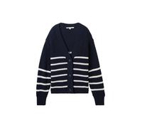 Denim Tom Tailor - Cardigan mit V-Ausschnitt placed navy white stripe - Gr. - M