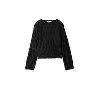 Denim Tom Tailor - Cropped Bluse mit Struktur deep black - Gr. - M