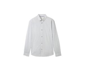 Denim Tom Tailor - Fitted Hemd mit Muster white navy striped design - Gr. - L