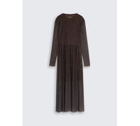 Denim Tom Tailor - Fitted Mesh Midi-Kleid mit Animal-Print brown black leo print - Gr. - M